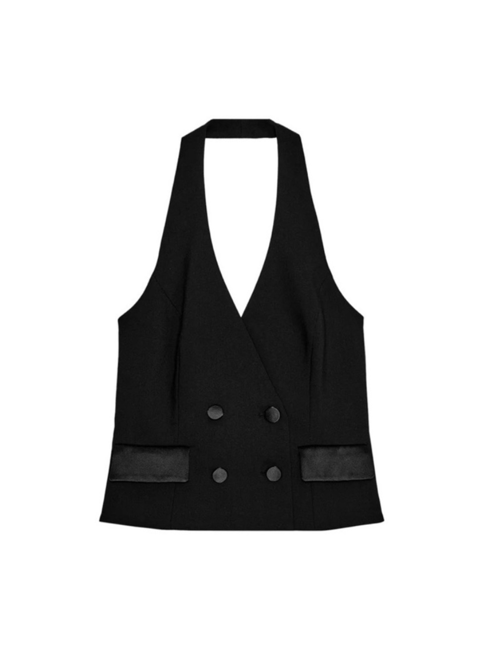 Zara Black Double-Breasted Halter
